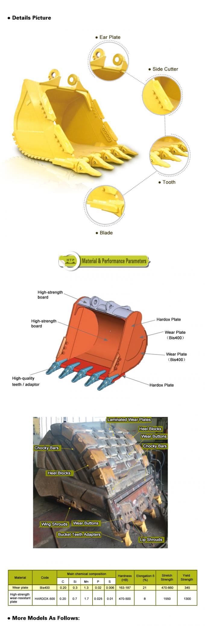 Q355B PC312 Excavator Heavy Duty Bucket Wear Resistance 3