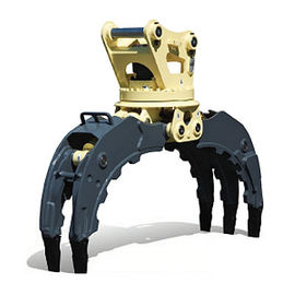 Hydraulic Excavator Rotating Grapple , Rotatable Wood Grapple For Excavator