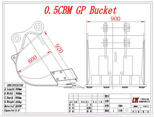 Customized Excavator GP Bucket 12Ton Model Standard Bucket Soil Dig Excavator Attachment