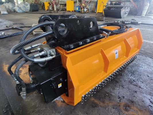 Certified Orange Flail Mower for Excavators - Various Cutting Widths