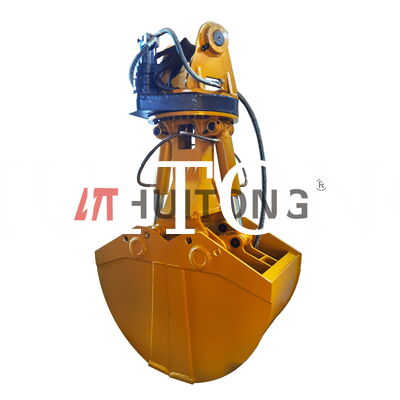 Factory Supply Excavator Hydraulic Rotating Clamshell Bucket HUITONG High Quality Q355B Material 11-16Ton 0.6-0.8m for Material Re-handling/Foundation Excavation/Ship Hold Loading & Unloading