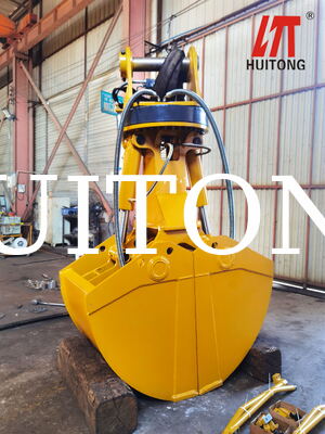 Factory Supply Excavator Hydraulic Rotating Clamshell Bucket HUITONG High Quality Q355B Material 11-16Ton 0.6-0.8m for Material Re-handling/Foundation Excavation/Ship Hold Loading & Unloading