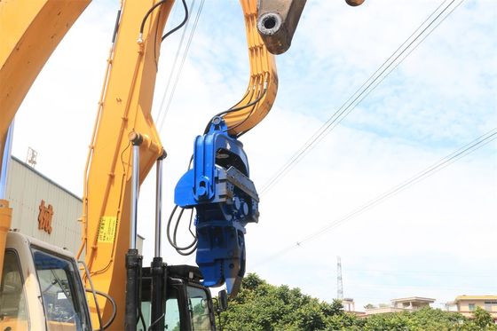 HT 40Ton vibro hammer in excavator with extend boom and arm driving 18m sheet pile