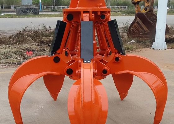 6-50t Stone Grapple Hydraulic Grab Bucket For Mini Excavator Orange Peel Grab