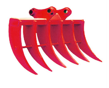 Black / Green Steel Brush Rake Excavator Attachment Sharp Tines Heavy Duty Construction