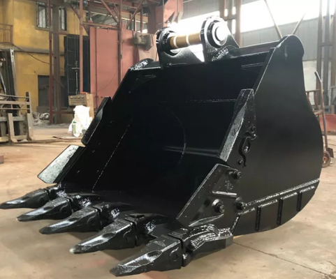 Black Excavator Rock Bucket Reinforced Steel Sharp Cutting Edges