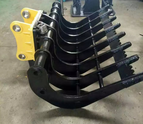 Black NM400 Digger Rake Bucket Excavator Rake For Land Clearing